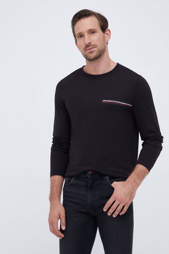 

Хлопковый топ с длинными рукавами Tommy Hilfiger, черный