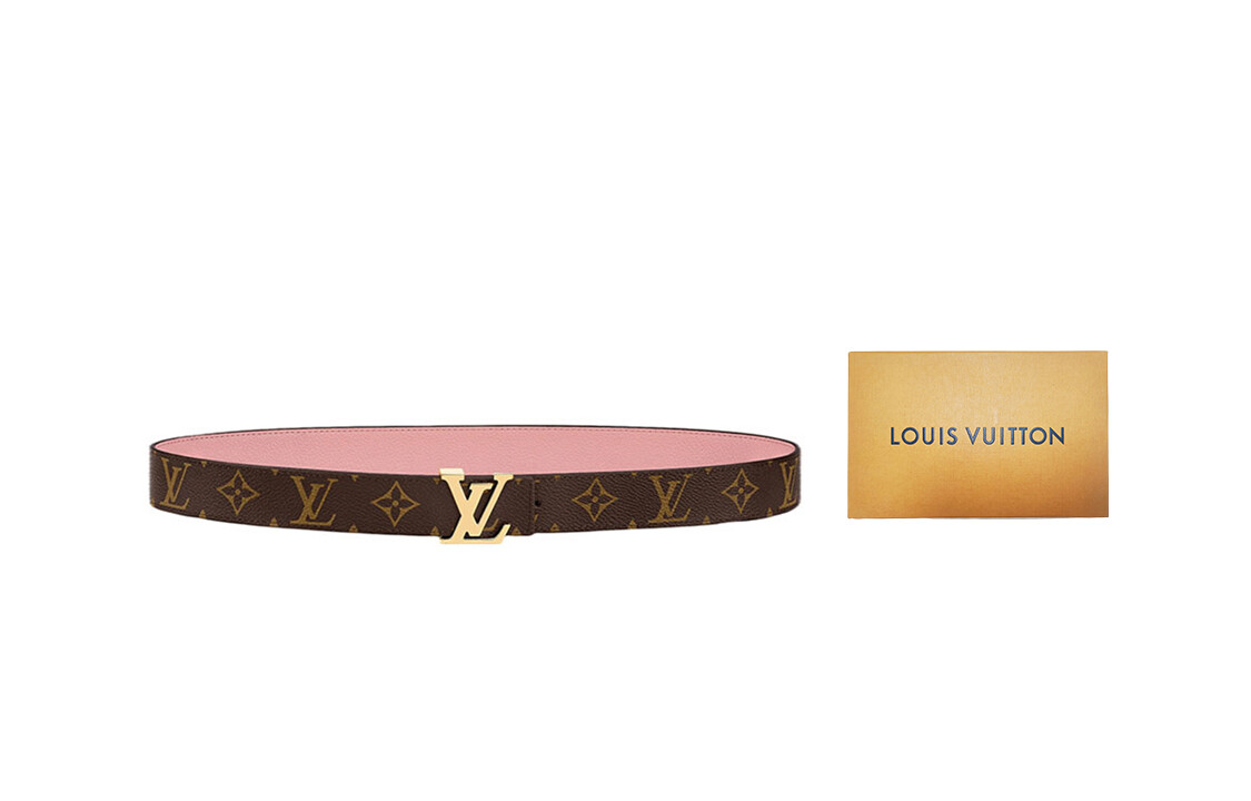 Женский кожаный ремень Louis Vuitton, коричневый/розовый — фото 2