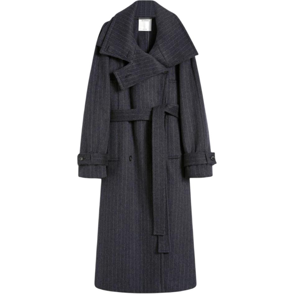 

Пальто с поясом в полоску SportMax, темно серый