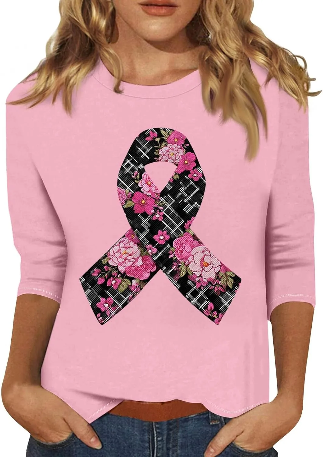 

Летний топ для женщин с 3/4 рукавом и принтом FQZWONG