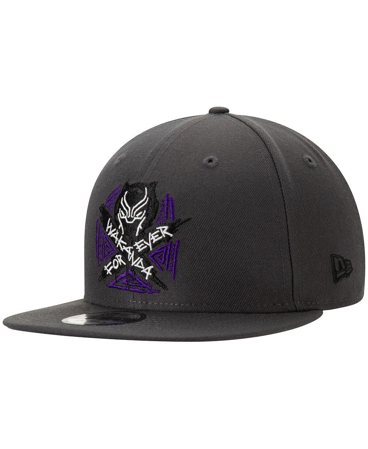 

Мужская темно-серая регулируемая шляпа Snapback Black Panther Wakanda Forever New Era