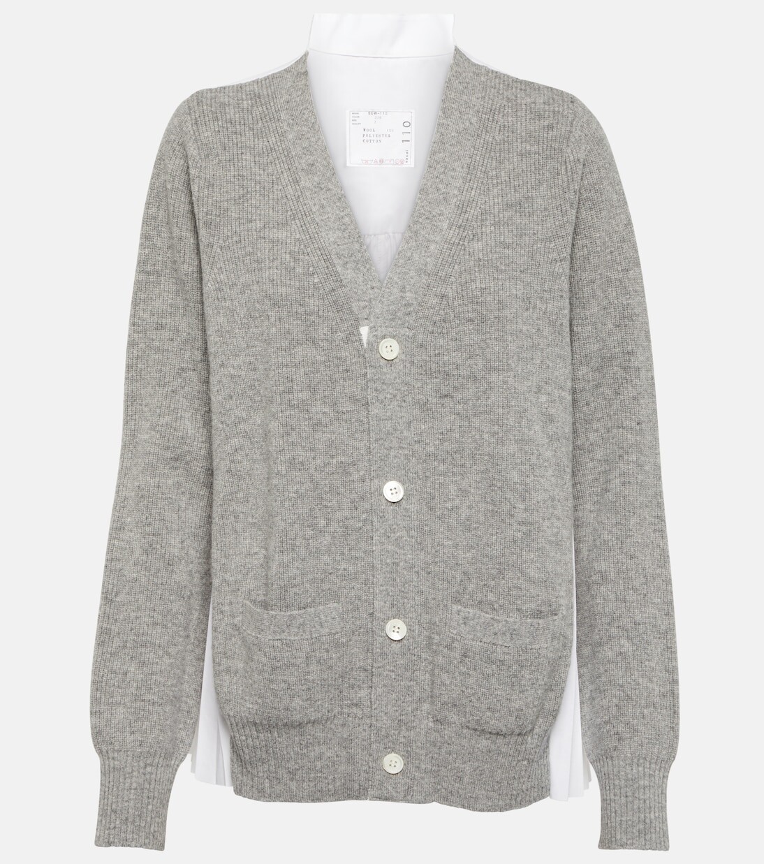 

Плиссированный кардиган из хлопка Sacai, серый