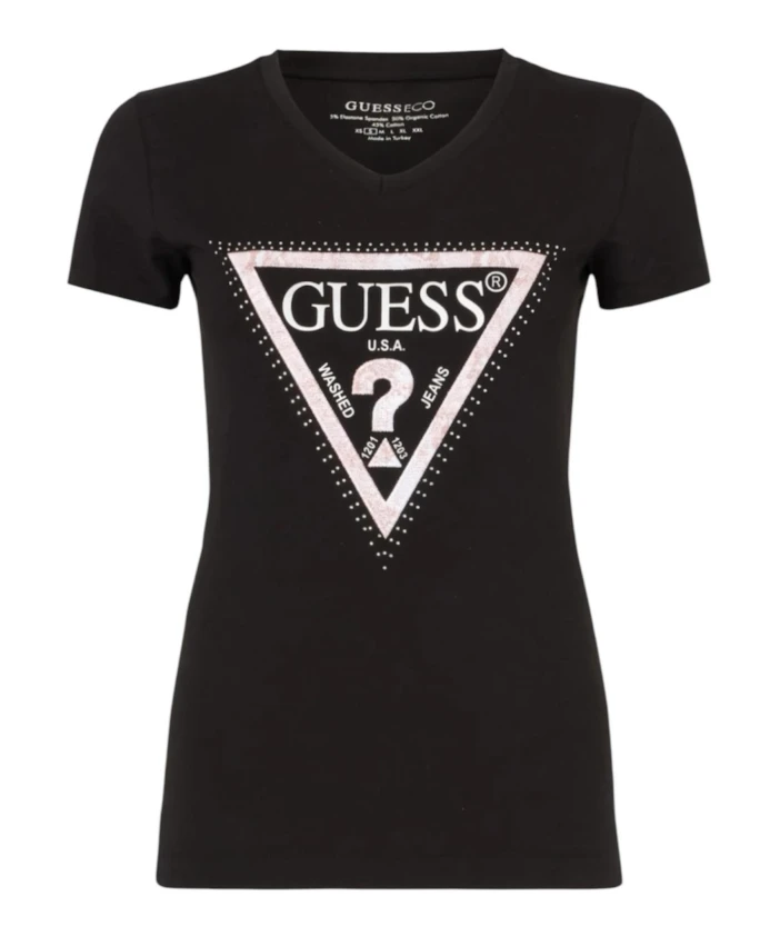 

Черная женская футболка с коротким рукавом Guess, черный