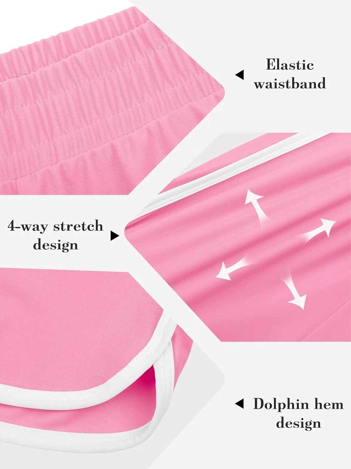 Resinta 4 Pack Girls Soccer Shorts Toddler Girls Athletic Shorts Quick Dry Workout Dolphin Kids Active Shorts, Black, Light Gray, Bright Pink, Mint — фото 4