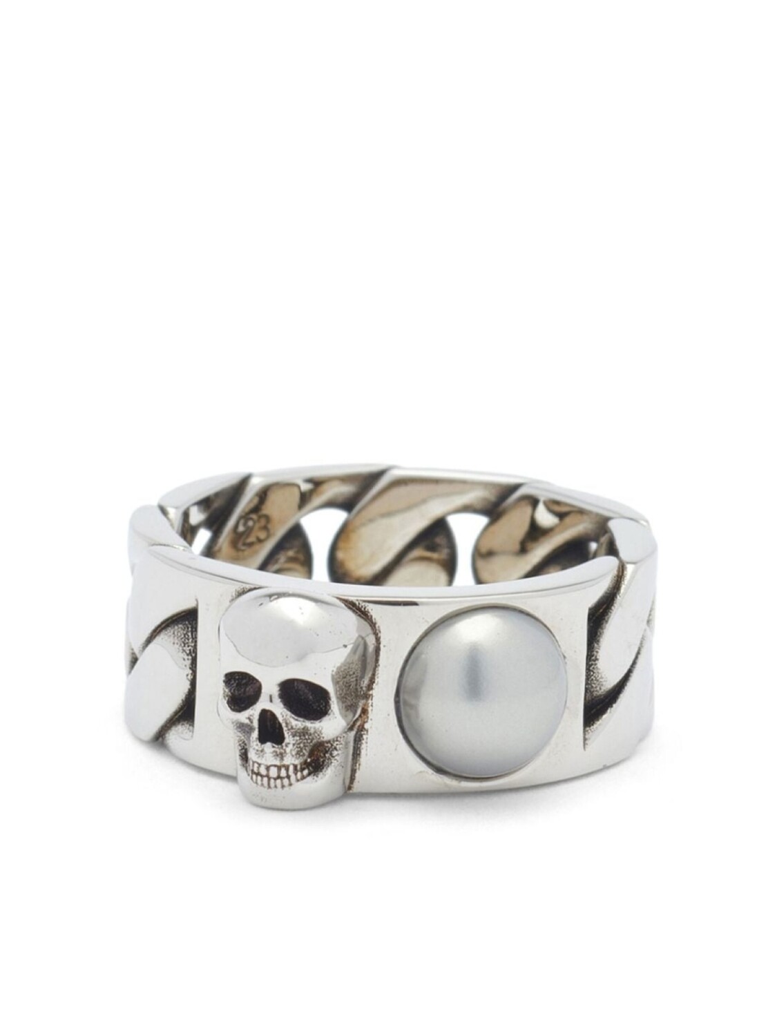 

Кольцо с декором Skull и жемчугом Alexander McQueen, серебряный