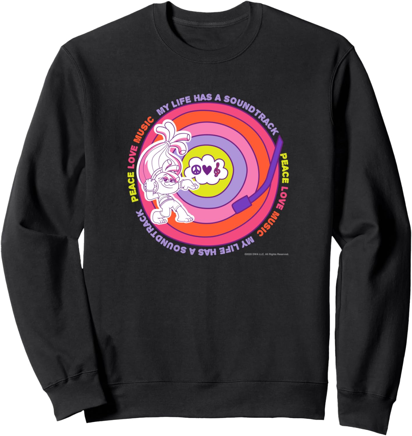 

Толстовка с изображением виниловой пластинки «Тролли», черная Trolls, Черный, Толстовка с изображением виниловой пластинки «Тролли», черная Trolls