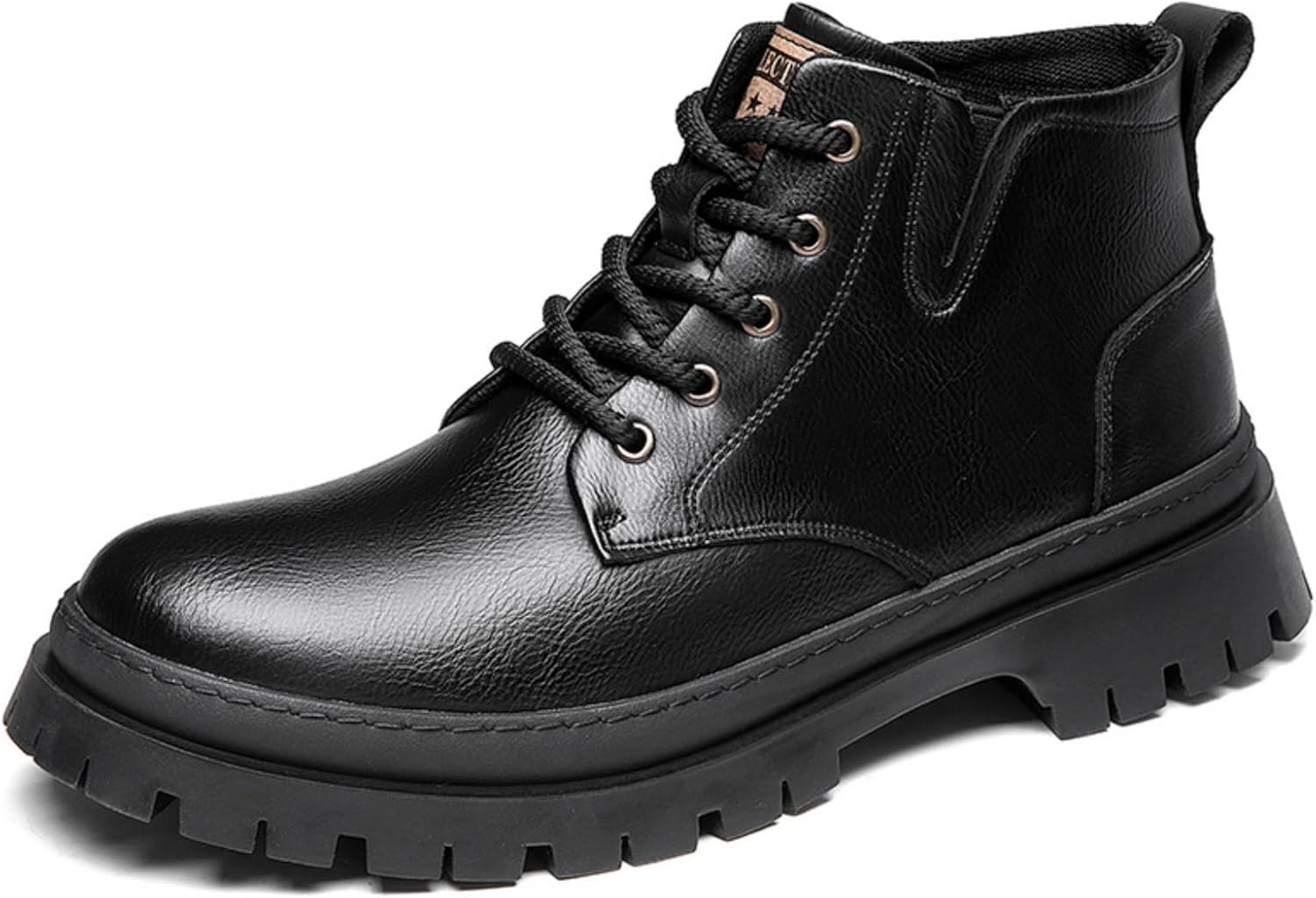 

Мужские ботинки чукка на платформе из натуральной кожи, комфортные, с круглым носком, шнуровкой, средней высоты Yrzhgdl, черный