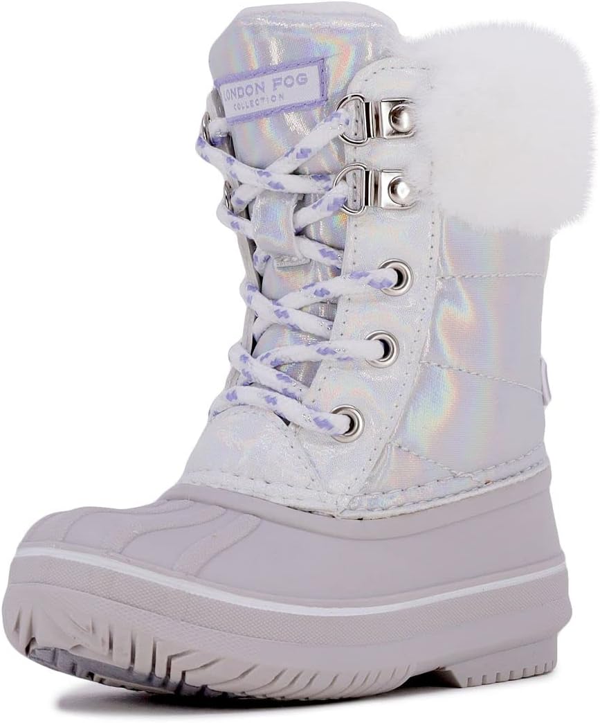 

Ботинки LONDON FOG Girls Bell Court для холодной погоды с теплой подкладкой и защитой от снега, серебро