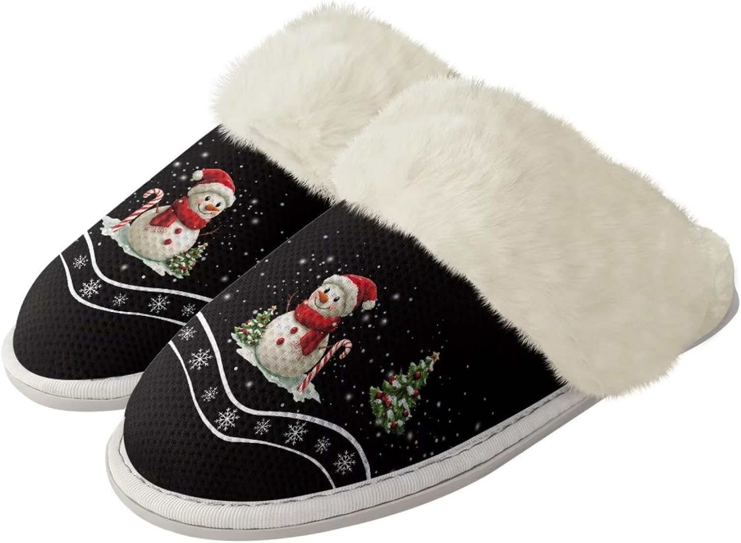 

Домашние тапочки Binienty для женщин и мужчин ультралегкие пушистые зимние, Cute Snowman