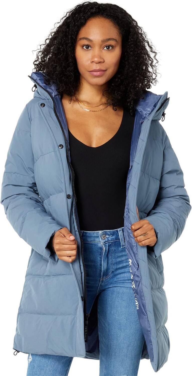 

Пуховик средней длины с капюшоном Sanctuary, темно-синий