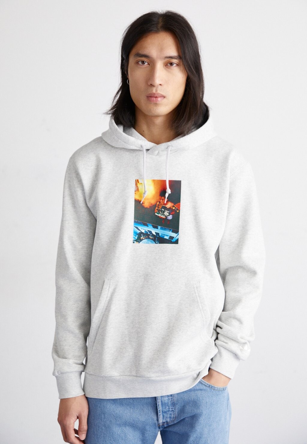 

Толстовка Adi Pic Hoodie adidas Originals, цвет light grey heather