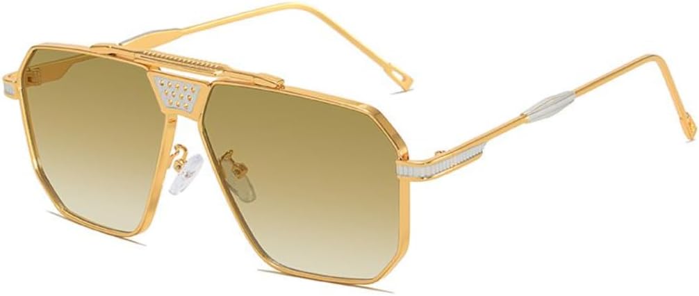 

Мужские солнцезащитные очки в стиле стимпанк, большие, винтажные, в стиле панк, для активного отдыха и вождения, модные металлические очки с защитой от УФ-излучения UV400 UUPTTPL, Golddoublebrown