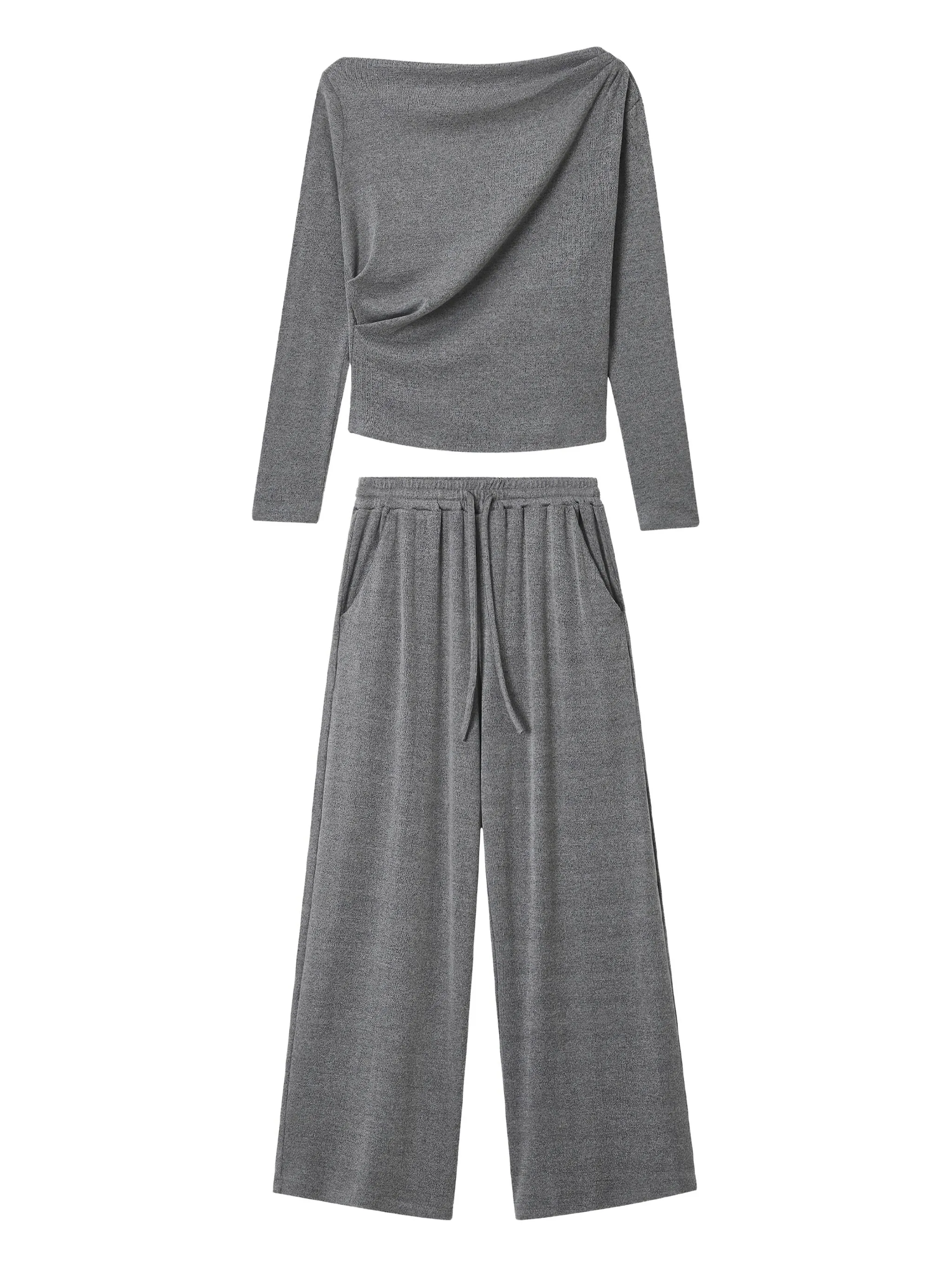 

Комплект из топа и брюк с драпировкой B+Ab, серый