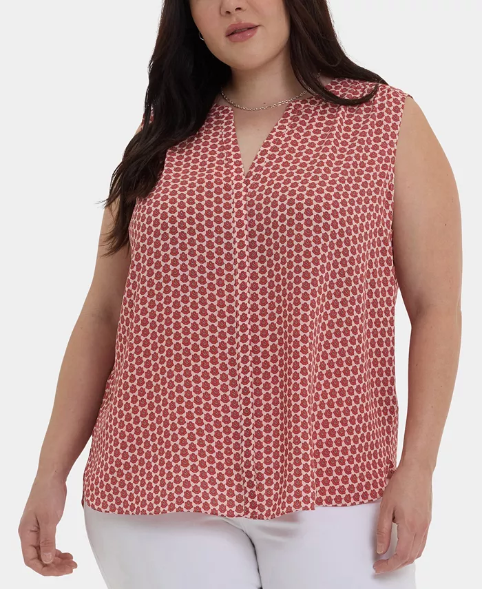 

Топ без рукавов с защипами и разрезом на горловине больших размеров NYDJ, мультиколор