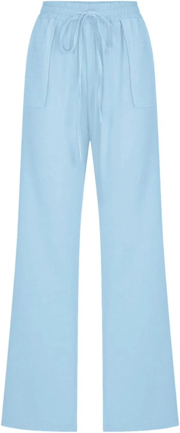Штаны для активного отдыха женские, свободный крой, на эластичном поясе, Light Blue — фото 4