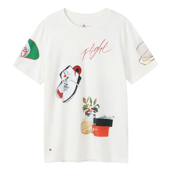 

Футболка Men's Air Jordan Pattern Printing Round Neck Pullover Short Sleeve White T-Shirt, белый