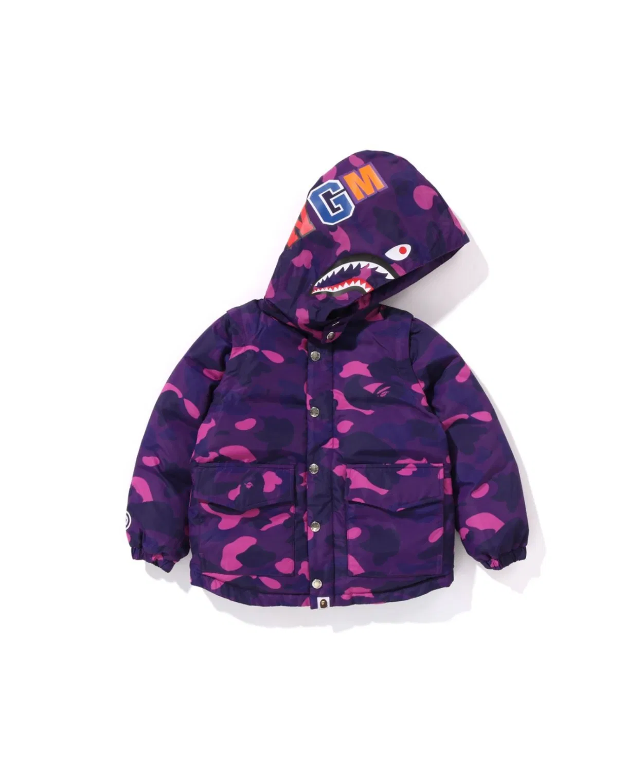 Пуховик с камуфляжем A Bathing Ape, 4-в-1, фиолетовый