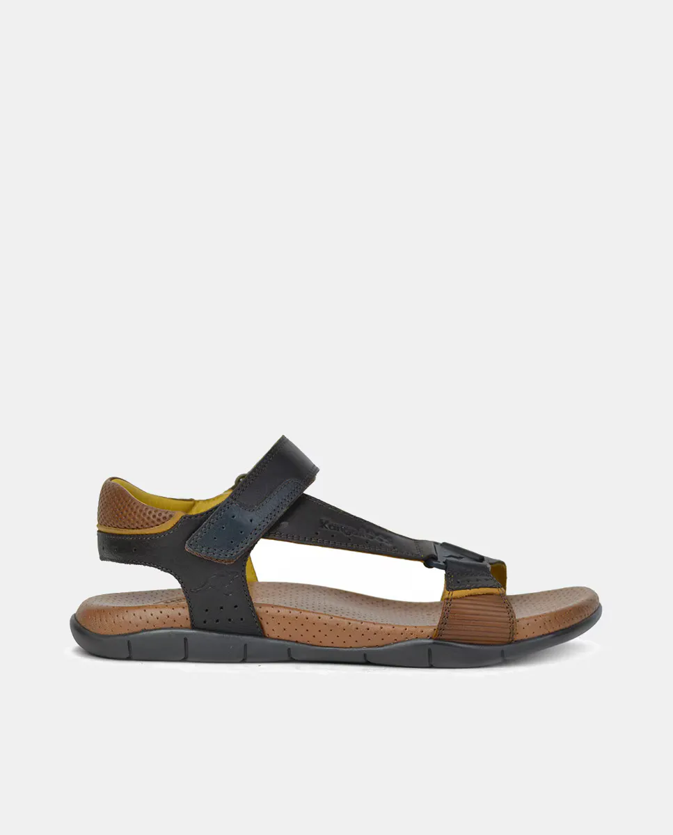 

Открытые кожаные сандалии с регулировкой на Velcro Kangaroos, коричневый
