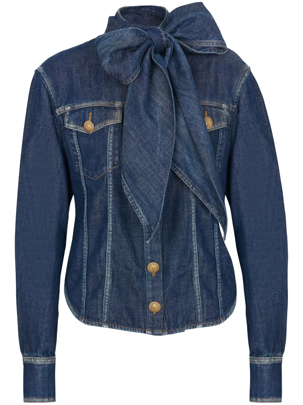 

Джинсовая рубашка с бантом BALMAIN, синий