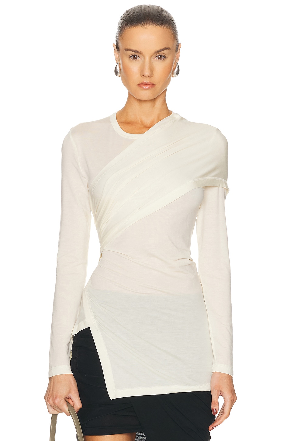 

Длинный топ с драпированными рукавами Helmut Lang, Vanilla