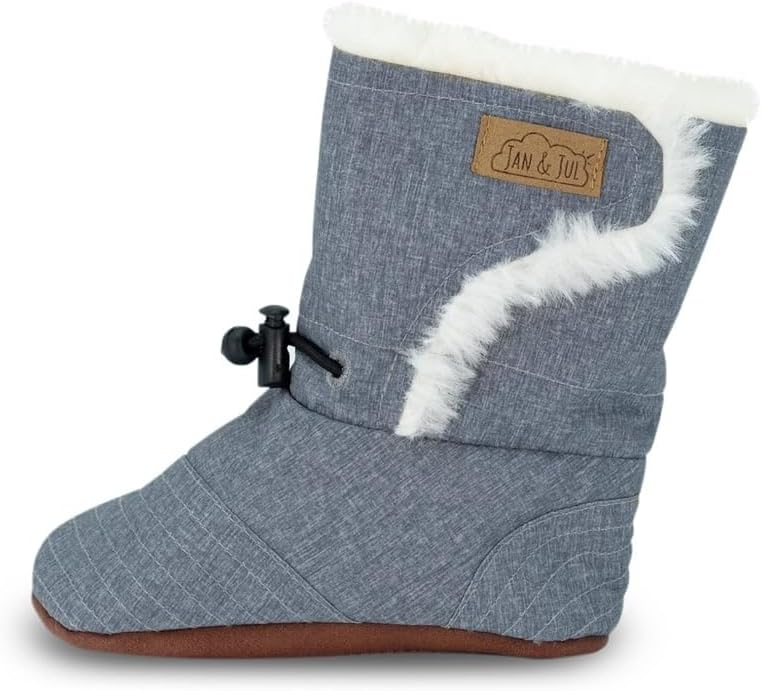 

JAN & JUL Faux Fur Lined Winter Booties for Babies and Toddlers, Heather Grey