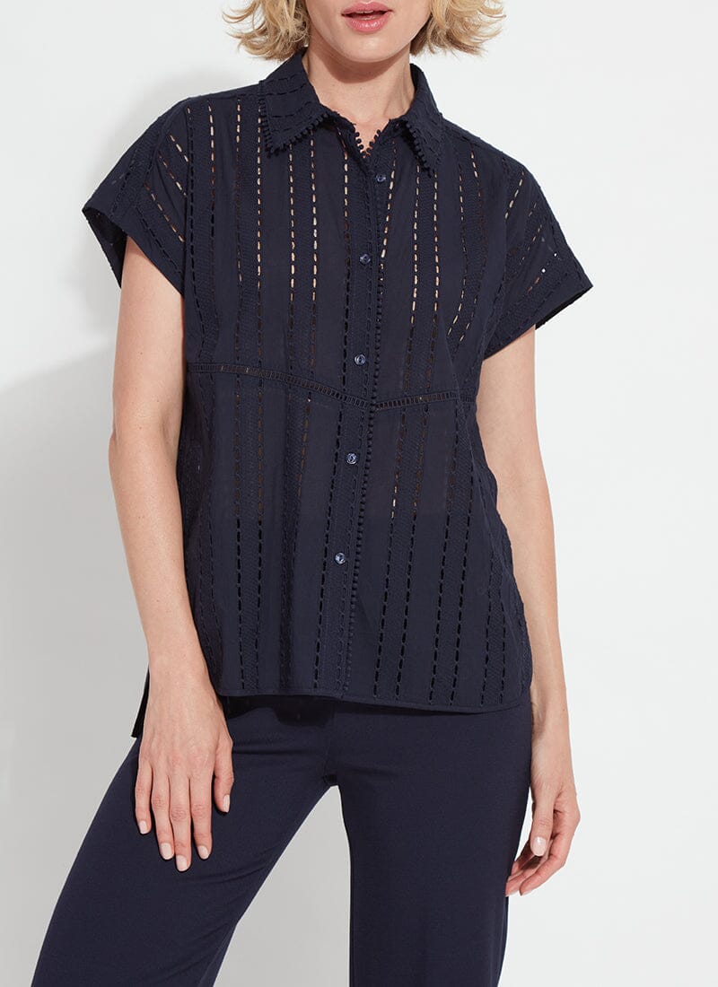 

Корнет Хлопковый топ с люверсами Lysse, цвет true navy