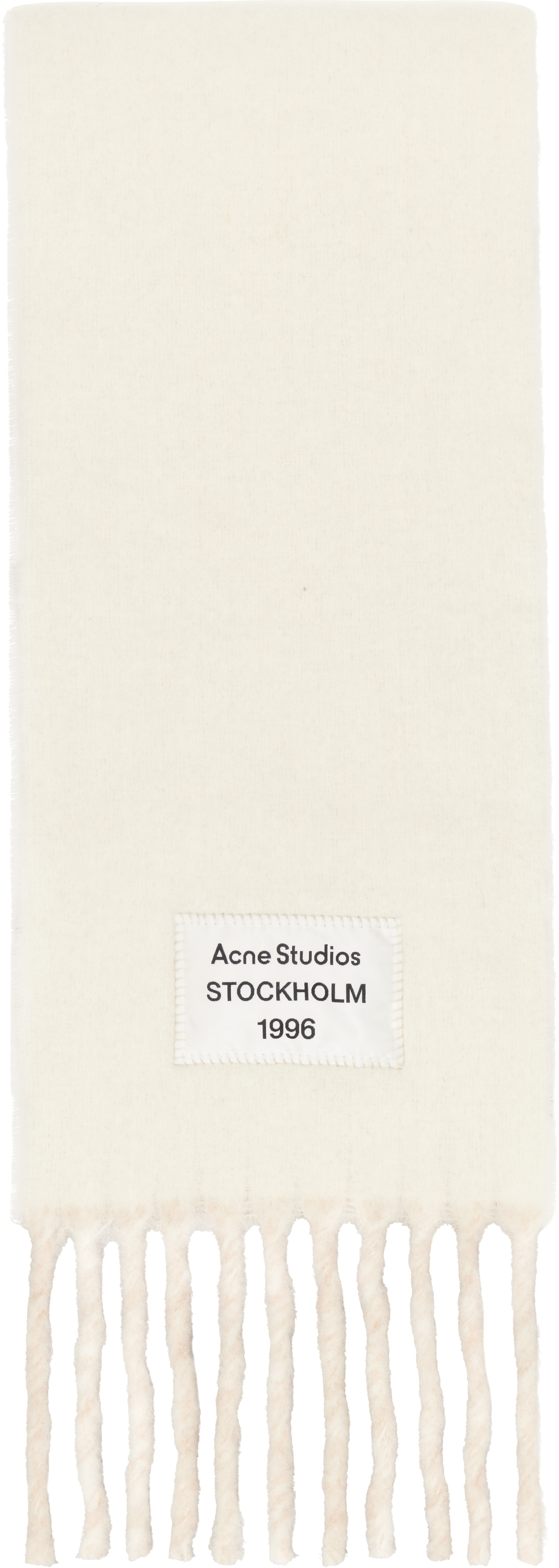 

Шарф с логотипом и бахромой в бежевых и белых тонах Acne Studios