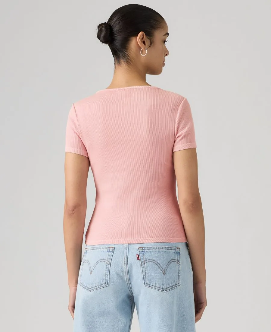 Женская базовая футболка с квадратным вырезом Levi's, Garment Dye Fa191913 Coral Blush — фото 4