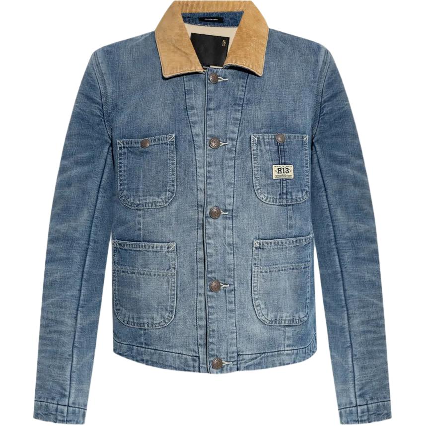 

R13 Джинсовая куртка с воротником из вельвета, Blue