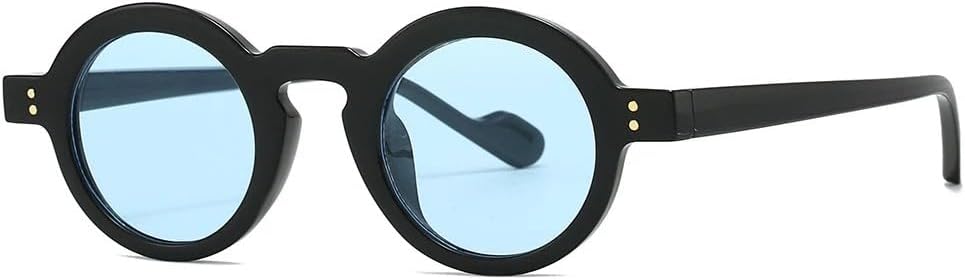 

Солнцезащитные очки в стиле панк с маленькой круглой оправой для женщин и мужчин, роскошные, винтажные, популярные, с заклепками, защита от УФ-излучения UV400 TYUVIVO, Black Blue