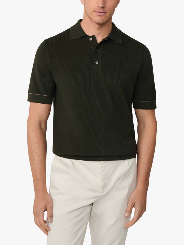 

Вязаная хлопковая поло с короткими рукавами Hackett London, Hunter Green