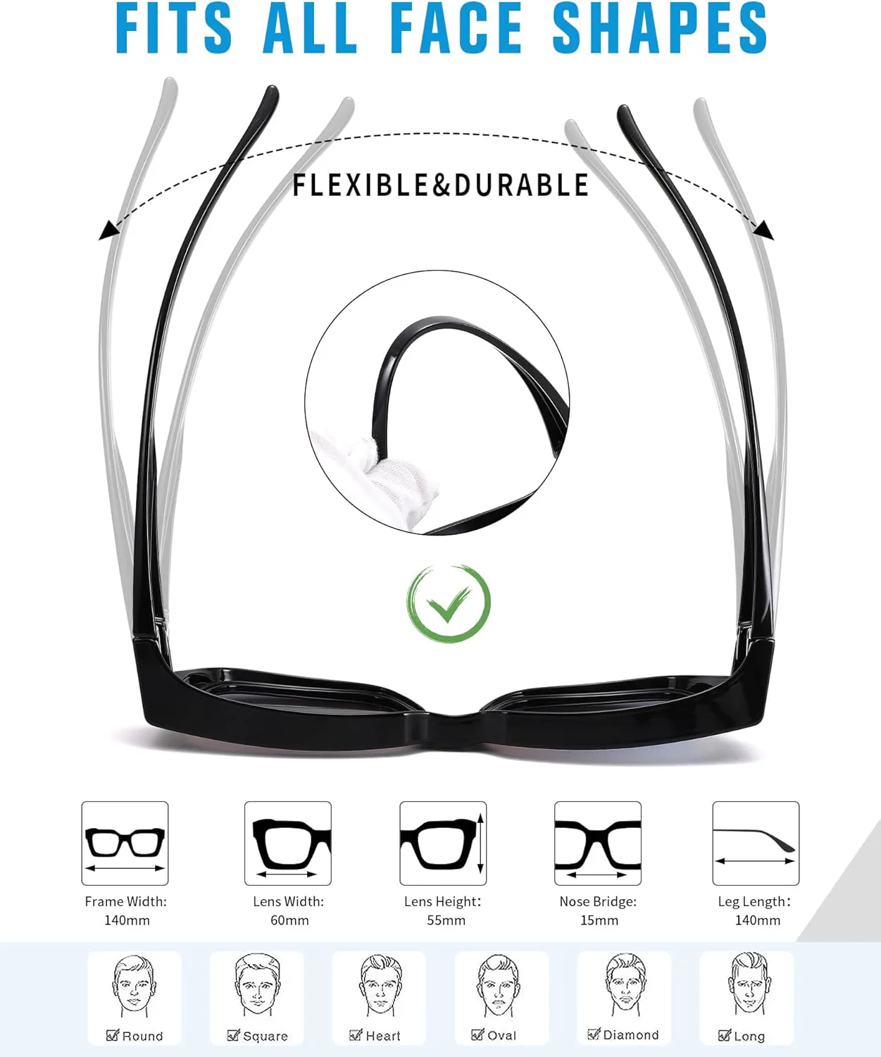 

Солнцезащитные очки Pro Acme Polarized Fit Over Sunglasses Oversized Square Over Glasses для мужчин и женщин с защитой от УФ-излучения, Black/Blue Mirror