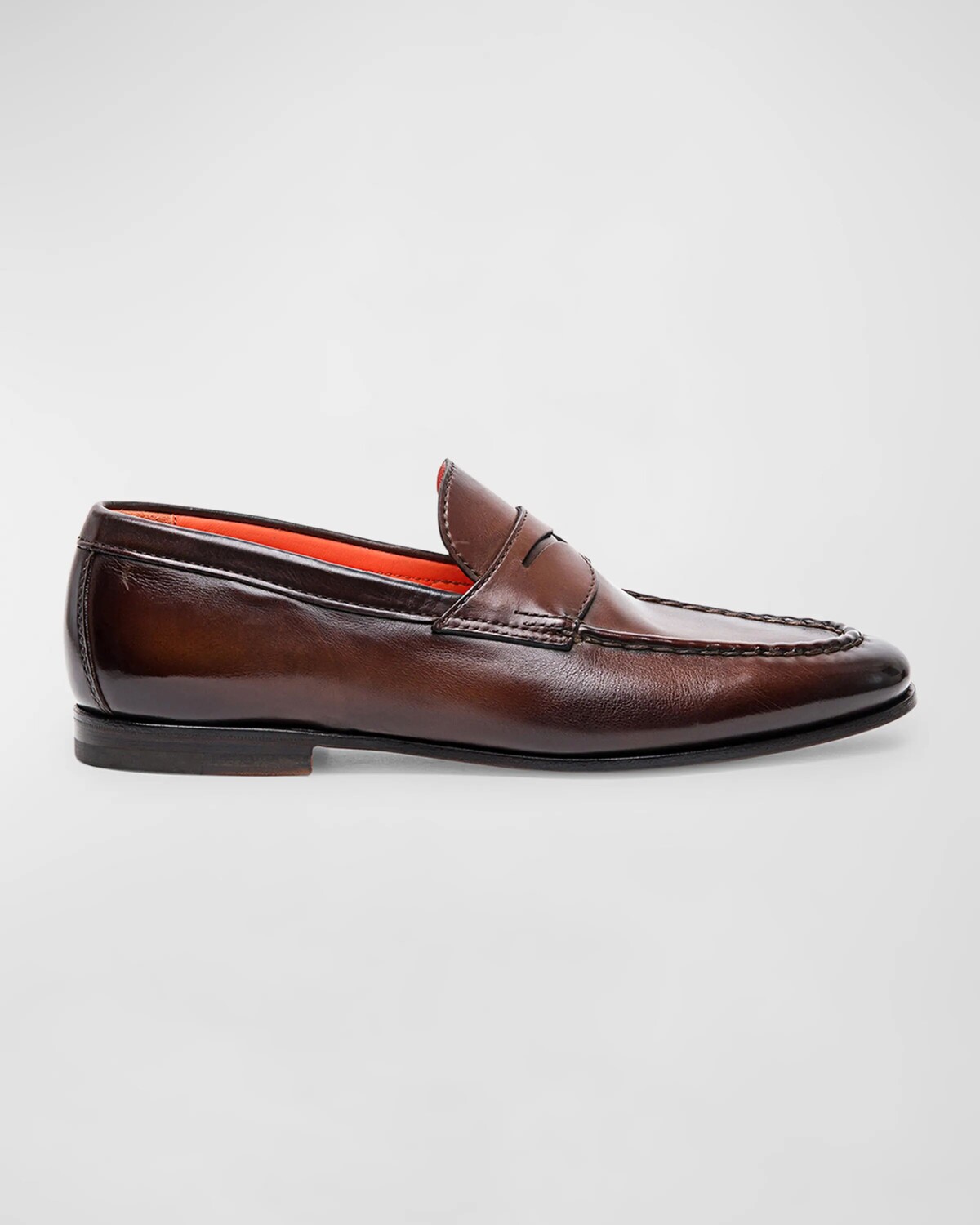 

Мужские пенни-лоферы из полированной кожи Santoni, цвет Brown