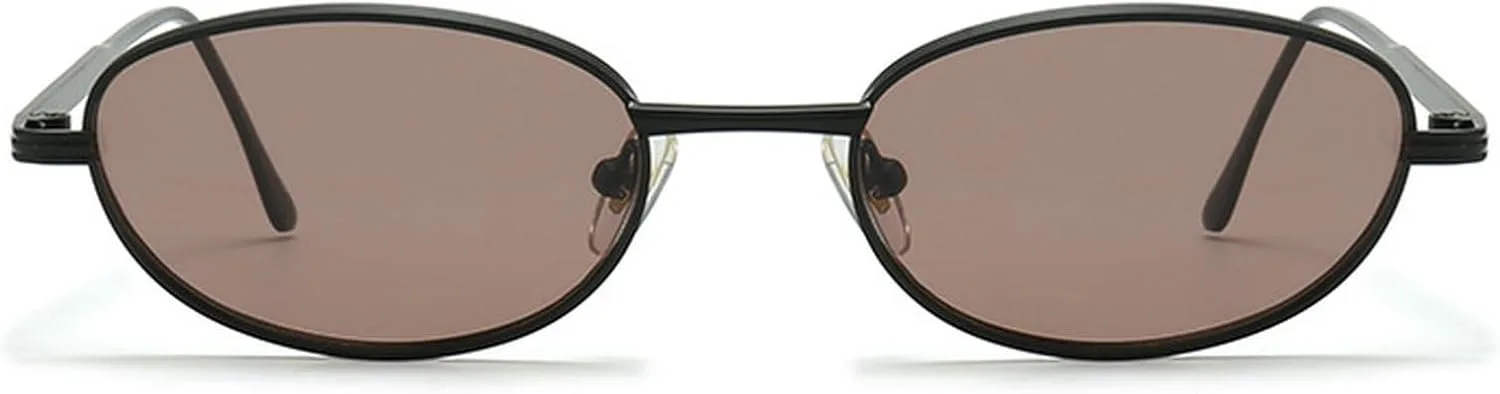 

Ретро маленькие овальные солнцезащитные очки для женщин, винтажные металлические солнцезащитные очки в стиле 90-х, мужские панк-солнцезащитные очки mincl, Brown