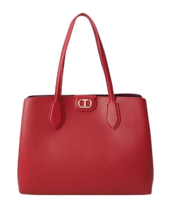 

Красная сумка-шоппер с двухцветной внутренней отделкой. Twinset, красный