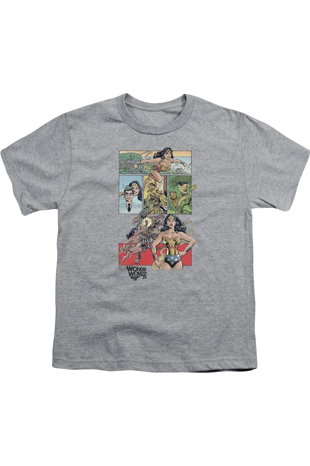 

Футболка с комиксами Wonder Woman WW75 для детей с короткими рукавами Gildan, Athletic Heather