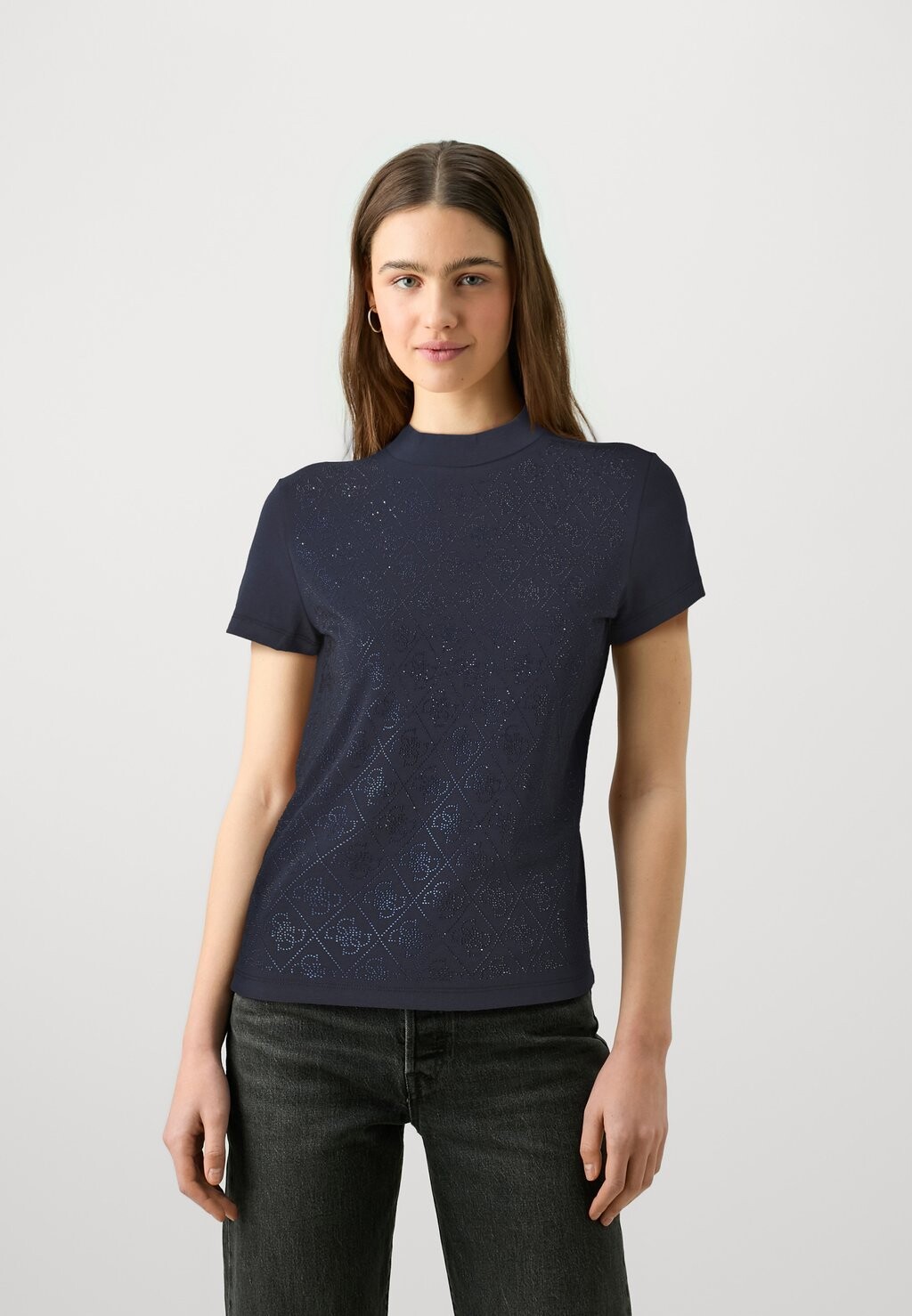

Футболка с принтом MOCK NECK ALL Guess, синий