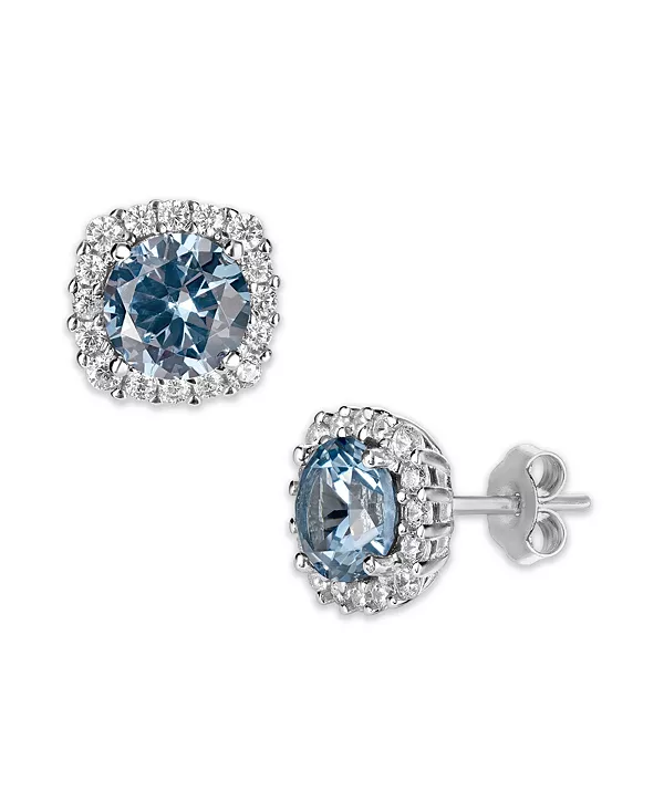 

Серьги-Гвоздики в форме кушон из разноцветного кубического циркония из стерлингового серебра Giani Bernini, aqua