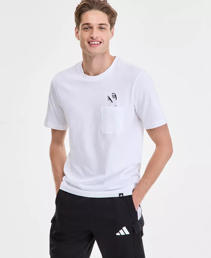 

Мужская футболка с вышитым принтом и карманом Slide Regular-Fit adidas, белый