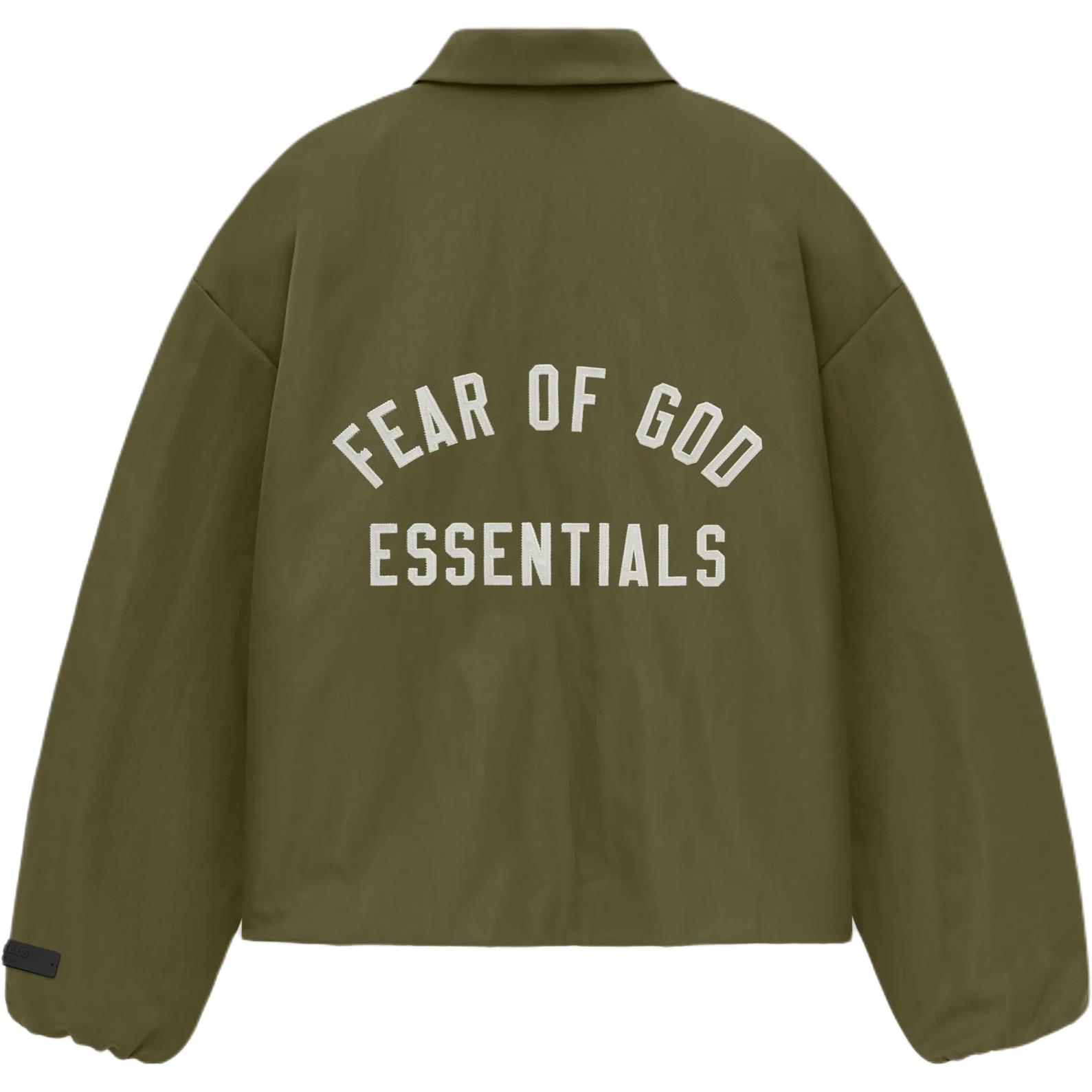 Текстурированная нейлоновая куртка-траккер Fear Of God Essentials, цвет вечнозеленый/милитари — фото 2