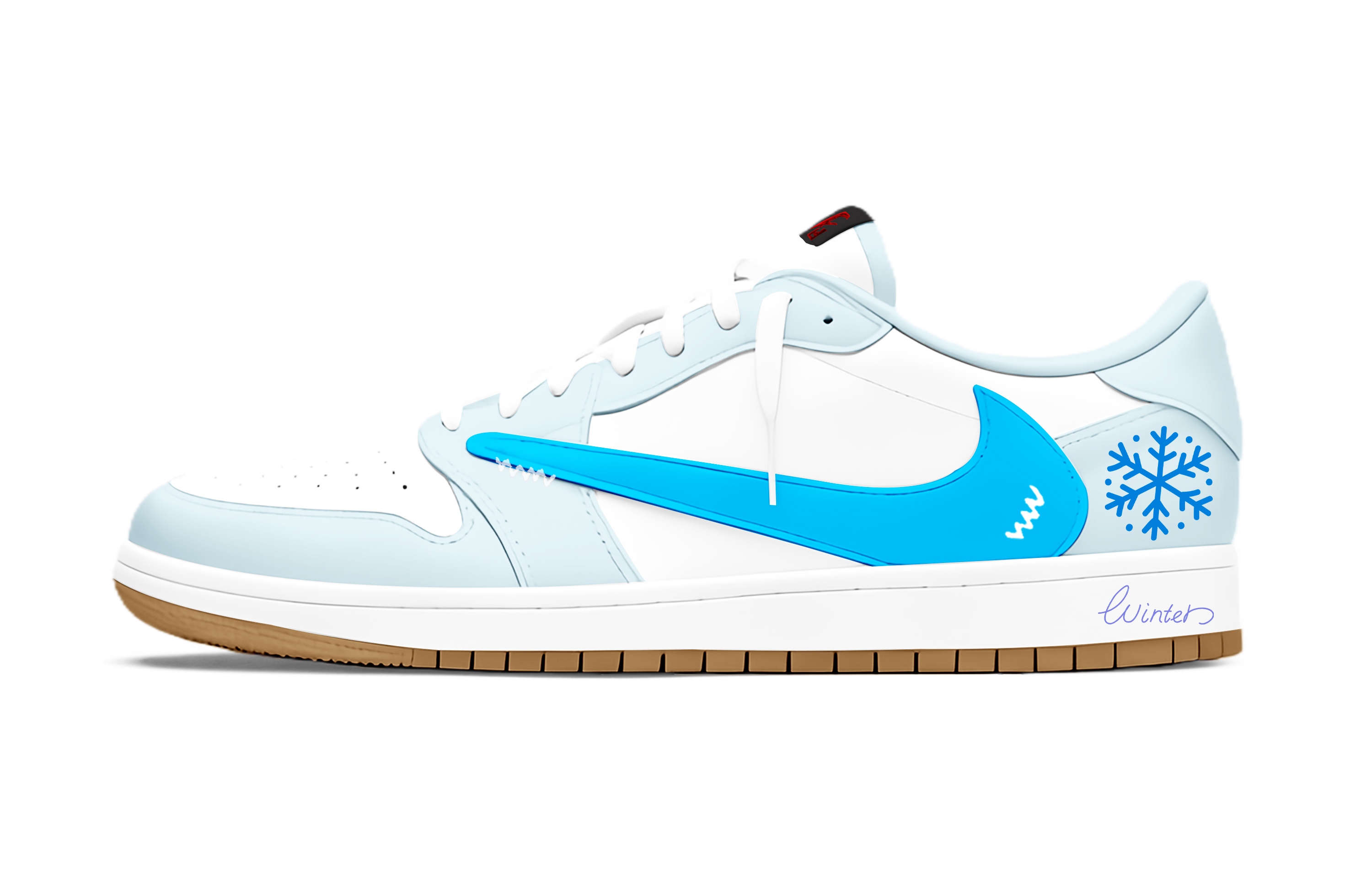 

Кроссовки Travis Scott x Air 1 Icy Snow Travis Scott X AJ1 с амортизацией, низкие, винтажные, баскетбольные, унисекс Jordan, sky синий