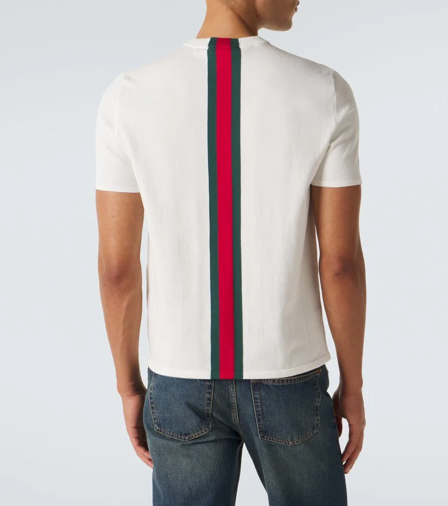 Футболка Gucci Web Stripe, хлопок, белый — фото 4