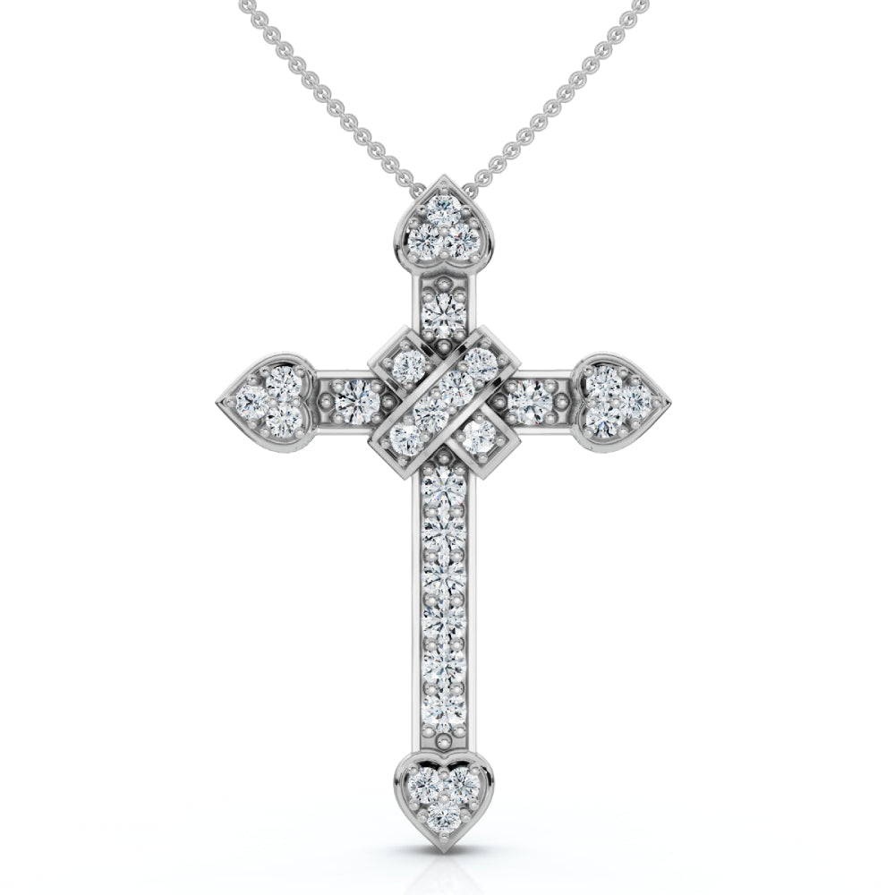 

Бриллиантовый крест 1/2 карата, выращенный в лаборатории, 14-каратное золото, высота 1,25 дюйма Pompeii2, 14K White Gold