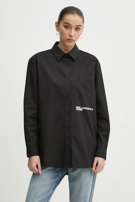 

Хлопковая рубашка Karl Lagerfeld Jeans, черный