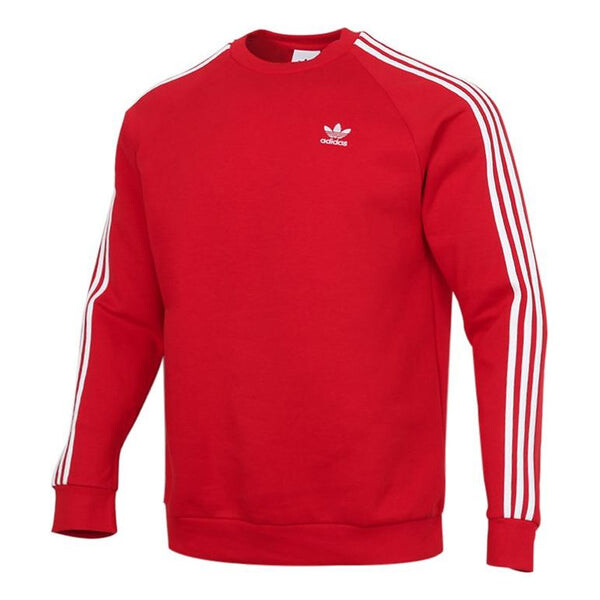 

Толстовка с капюшоном оригинальная 3 полоски круглый вырез длинный рукав Adidas, красный