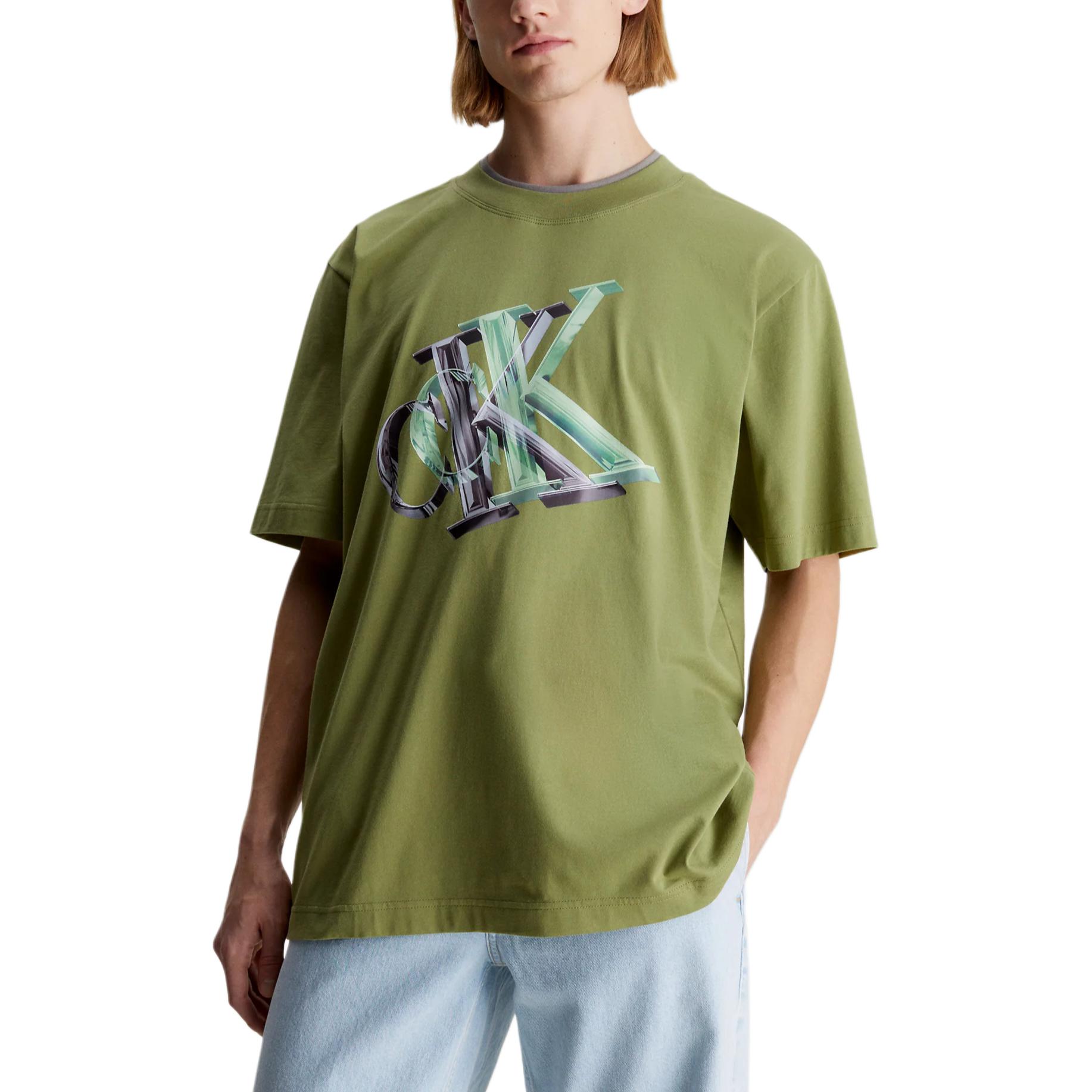 Calvin Klein Футболка Europe Version мужская зеленая — фото 3