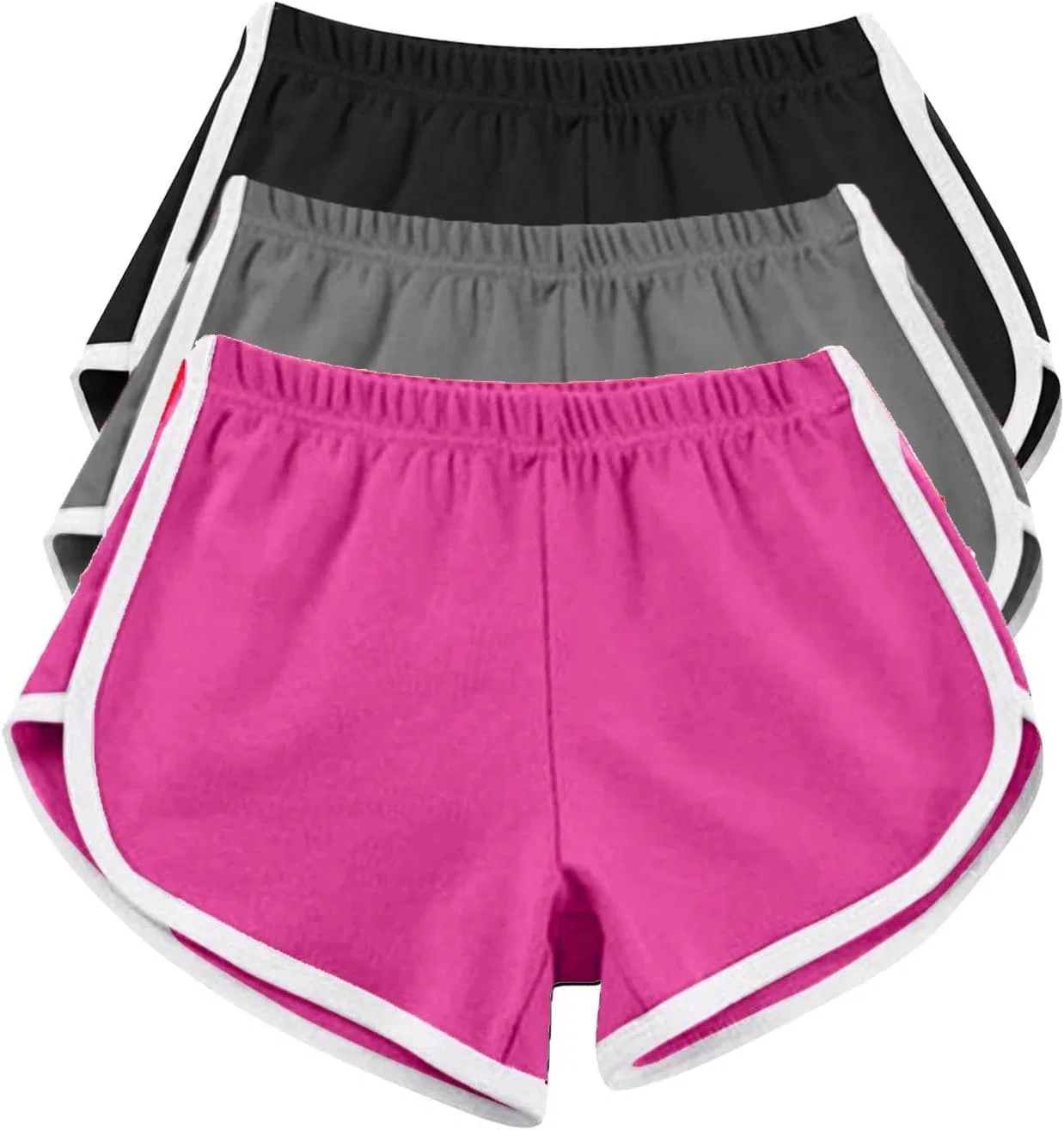 Спортивные шорты для женщин, 3 шт., J-hot Pink