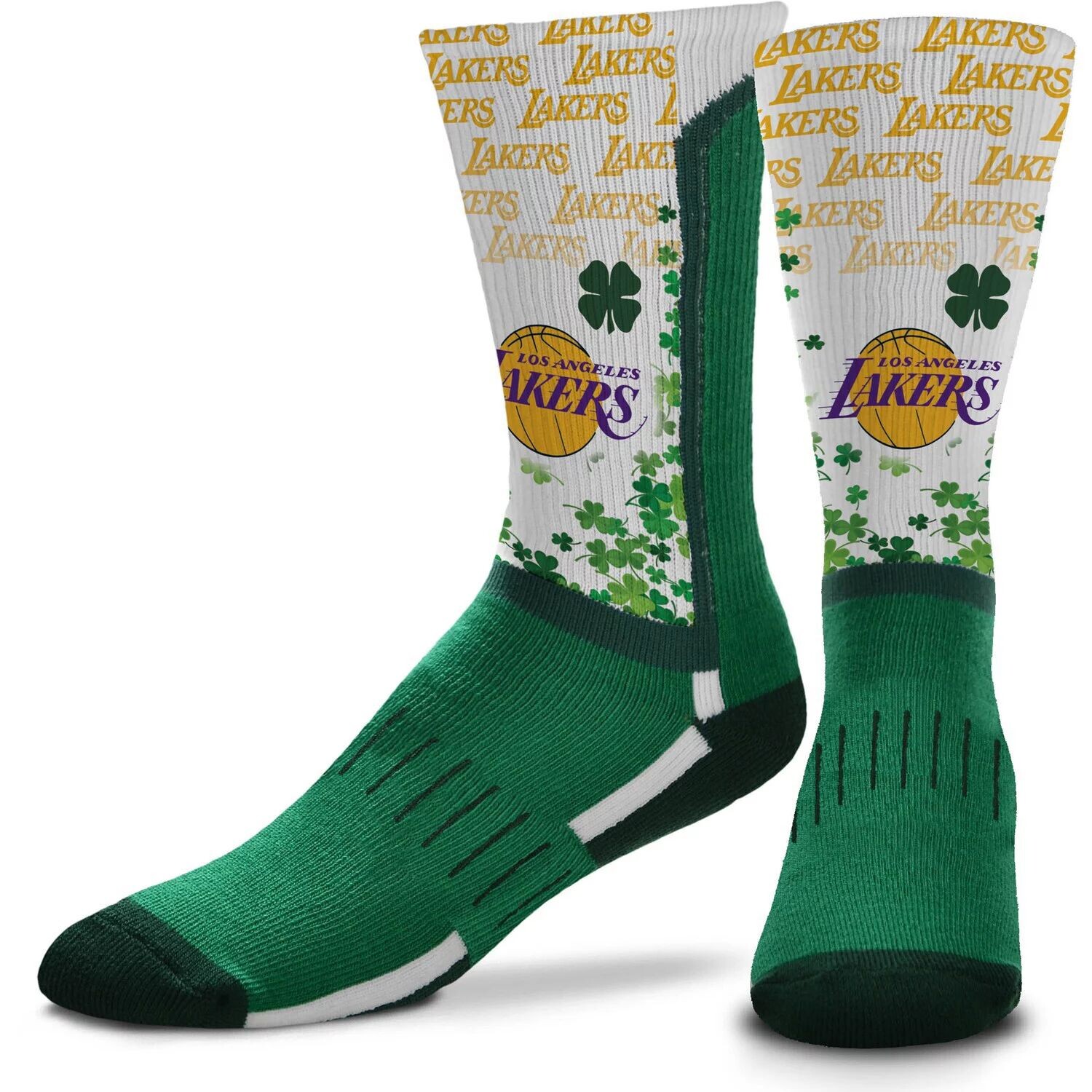 

Носки с V-образным вырезом для босых ног Los Angeles Lakers Four Leaf в честь Дня Святого Патрика