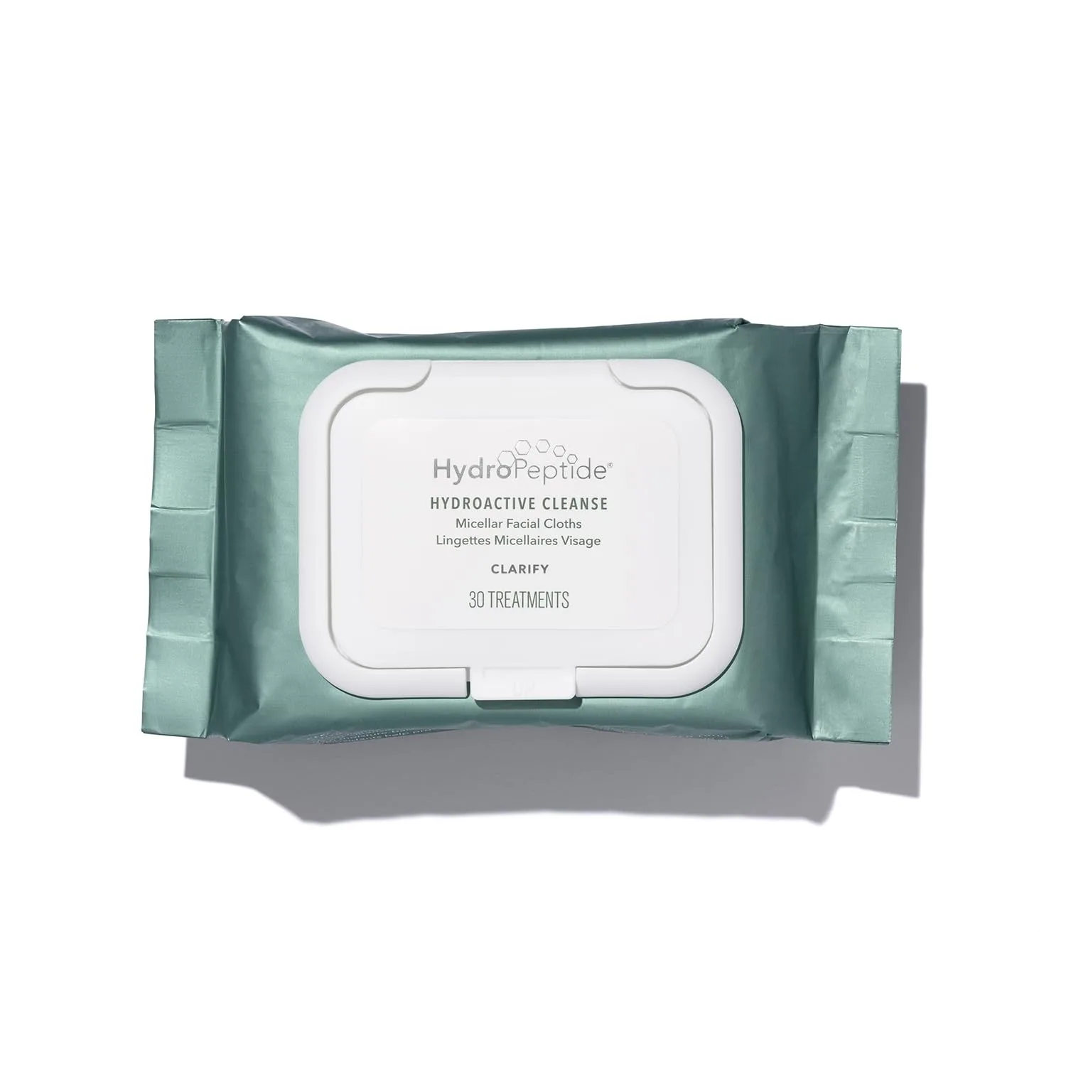 Очищающие мицеллярные салфетки для лица HydroPeptide HydroActive Cleanser, удаляют макияж, загрязнения и излишки кожного сала, а также увлажняют кожу, 5 штук (всего 150 салфеток)., White