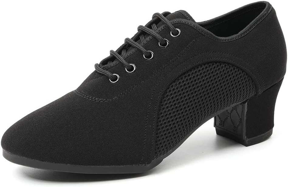 

Туфли для латинских танцев JUODVMP для женщин и мужчин, для практики, с завязками, закрытый носок, стандартные бальные, для обучения и выступлений, модель LHD-NJB, черный